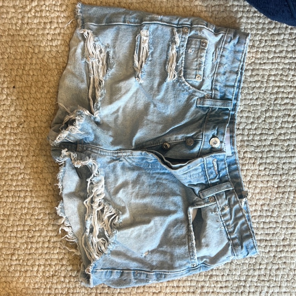 Zara button jean shorts